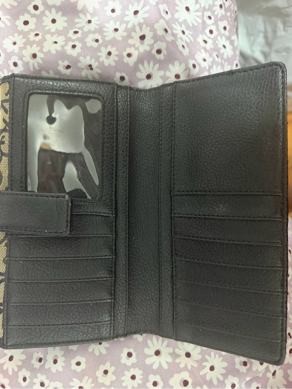 Calvin Klein Black Leather Zip Wallet with Card Slots